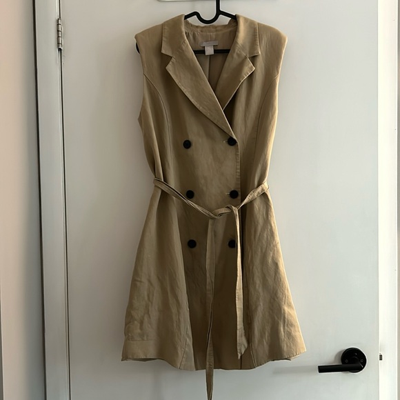 H&M Beige linen sleeveless jacket dress Sz M - Picture 2 of 2